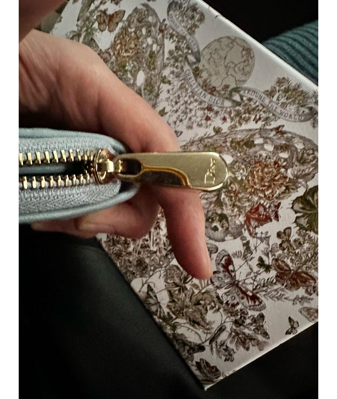 CHRISTIAN DIOR Серый кожаный кошелек, фото 6