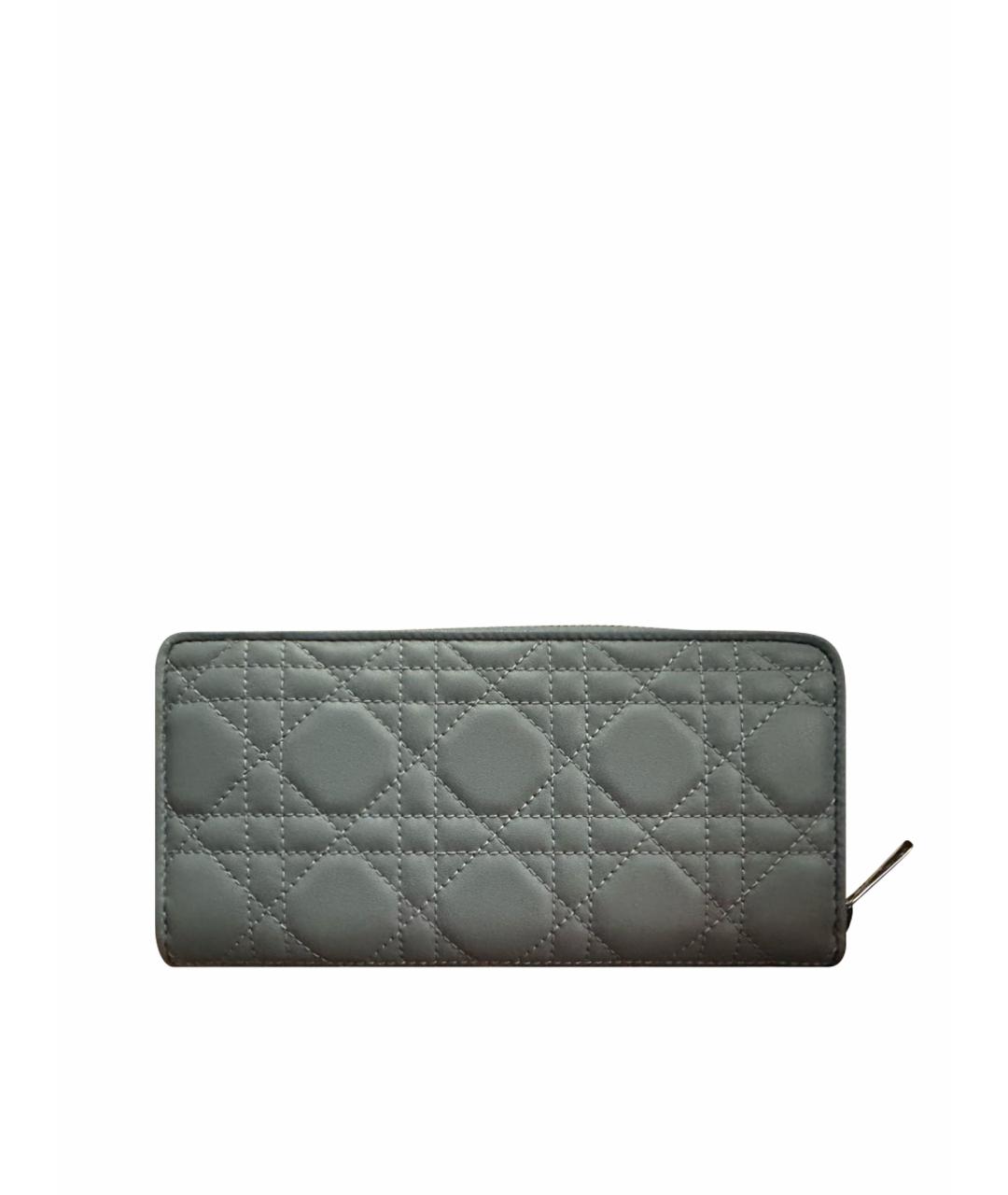 CHRISTIAN DIOR Серый кожаный кошелек, фото 1
