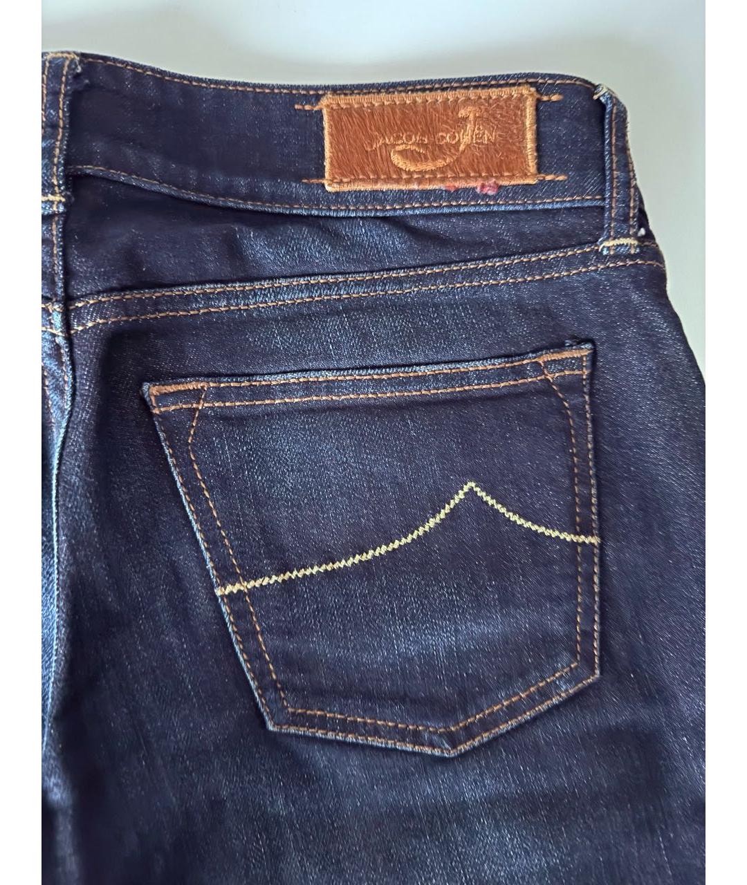 JACOB COHEN Темно-синие хлопко-эластановые прямые джинсы, фото 5