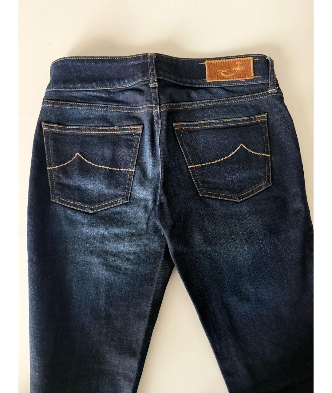 JACOB COHEN Темно-синие хлопко-эластановые прямые джинсы, фото 7