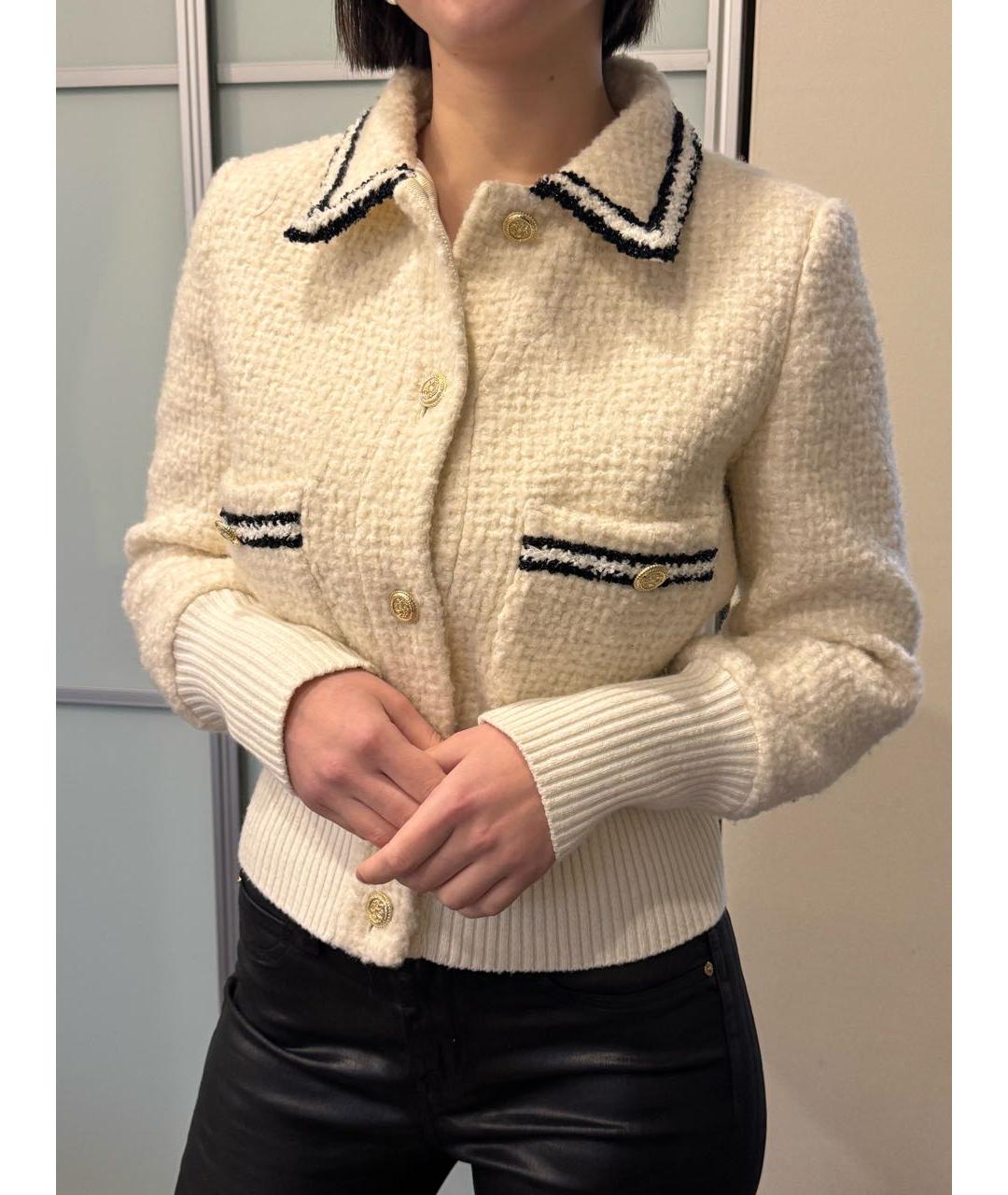 MAJE Белый шерстяной жакет/пиджак, фото 5