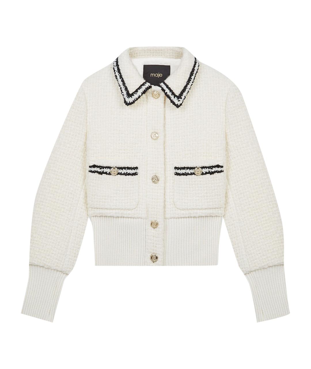 MAJE Белый шерстяной жакет/пиджак, фото 1