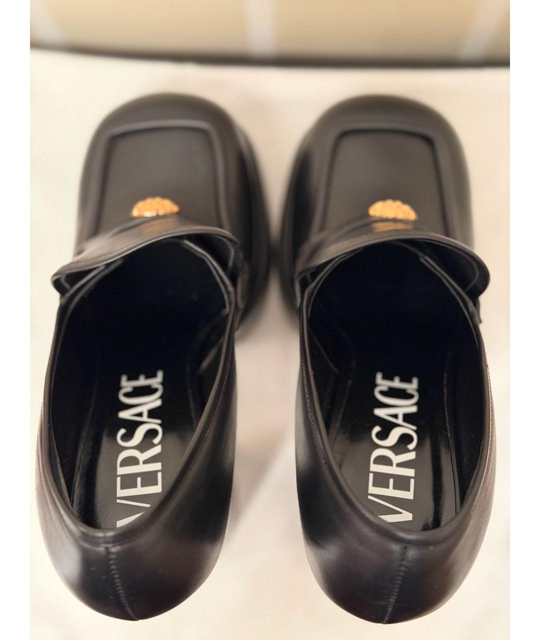 VERSACE Черные кожаные туфли, фото 3