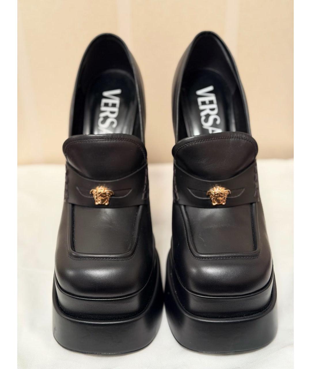 VERSACE Черные кожаные туфли, фото 2