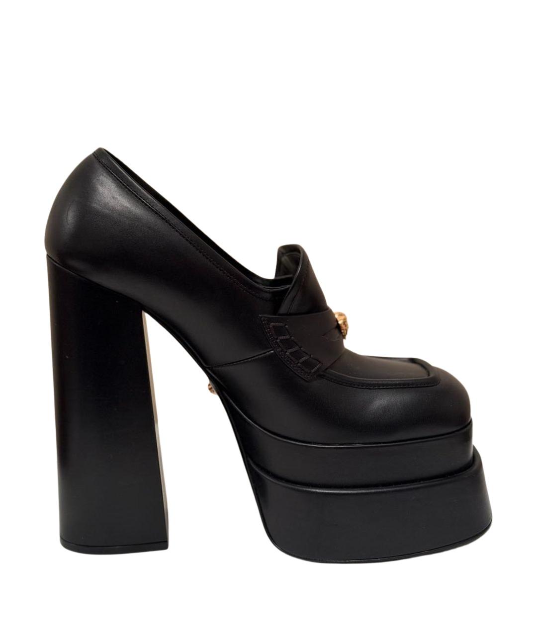 VERSACE Черные кожаные туфли, фото 1