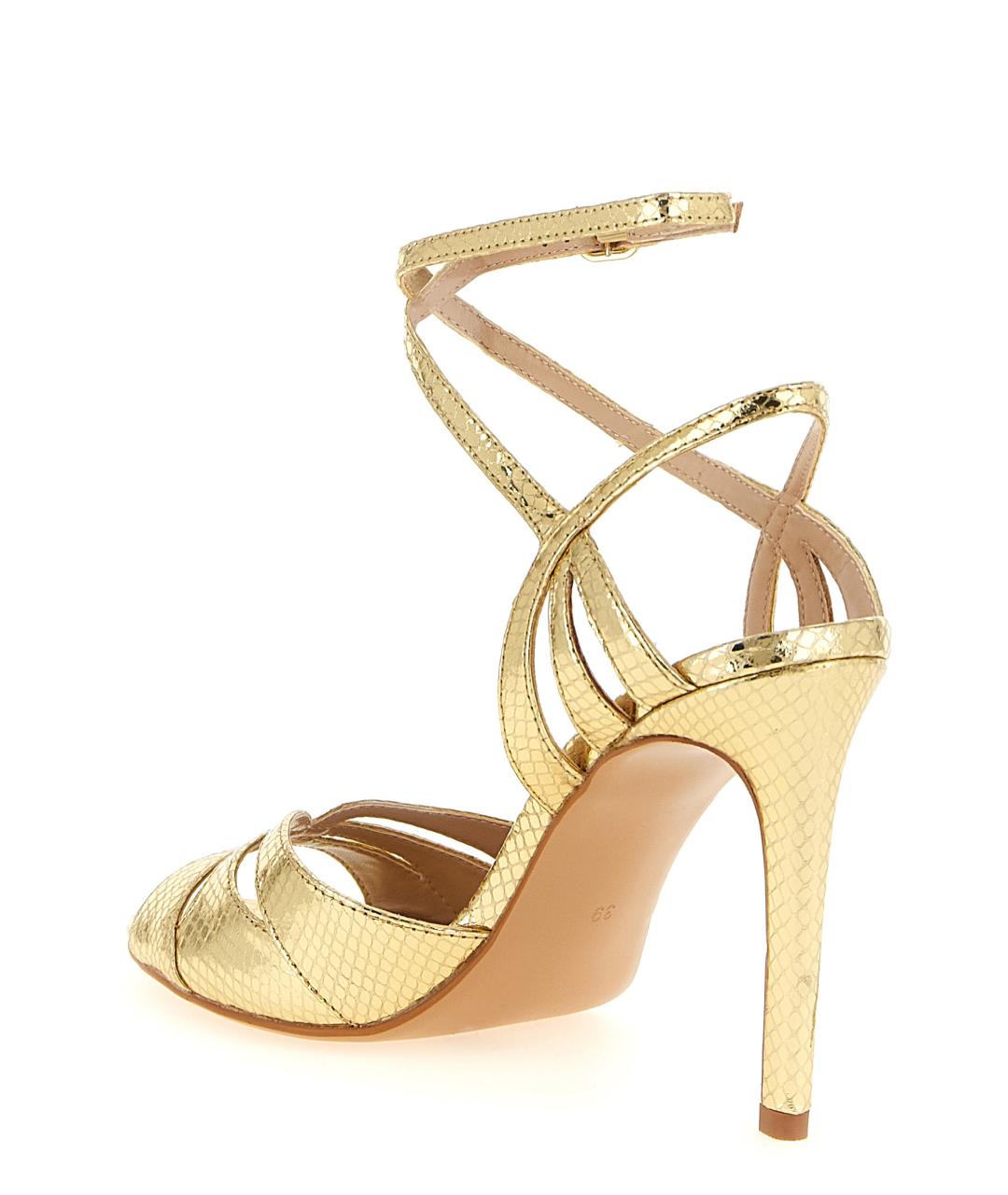 TWIN-SET Золотые кожаные босоножки, фото 3