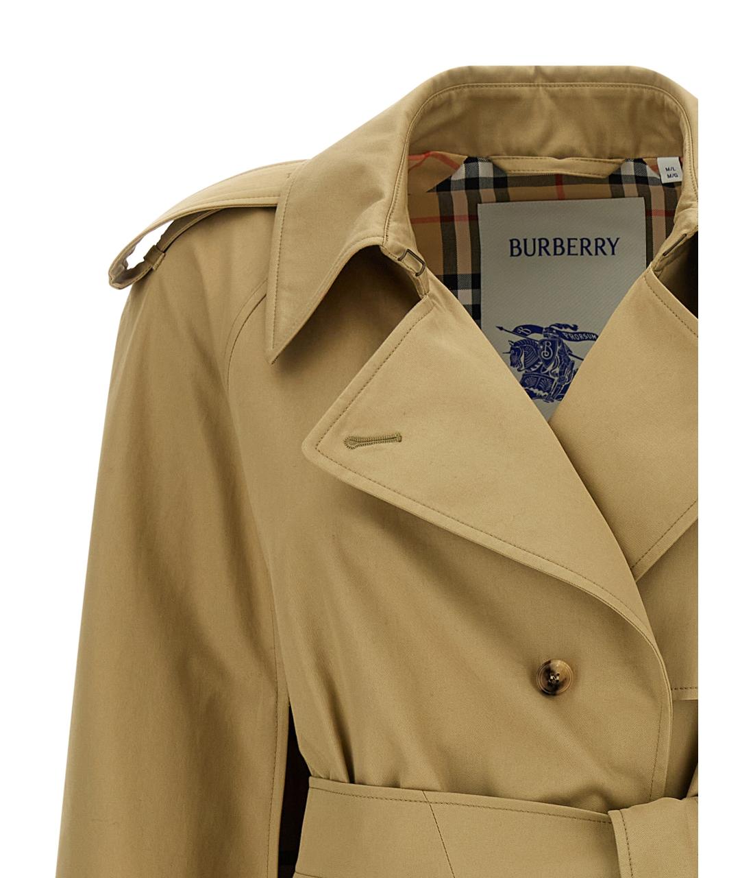 BURBERRY Бежевый хлопковый тренч/плащ, фото 4