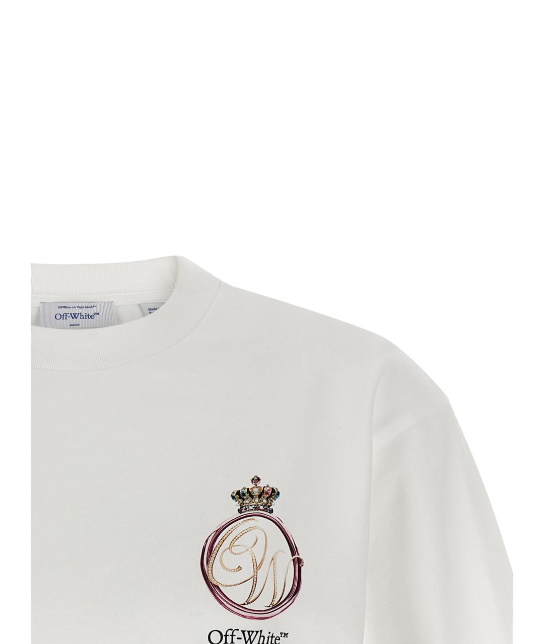 OFF-WHITE Белая хлопковая футболка, фото 3