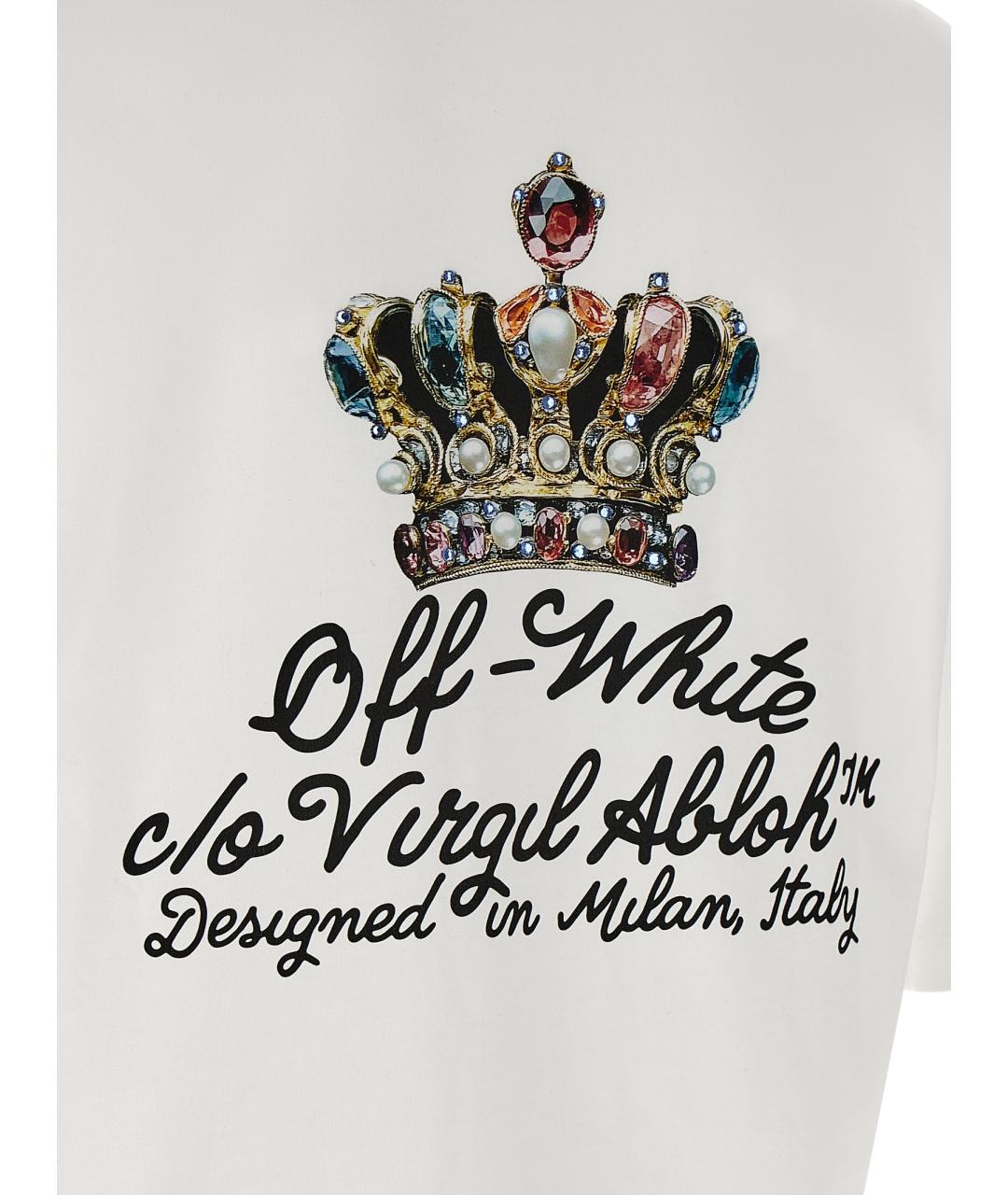 OFF-WHITE Белая хлопковая футболка, фото 4