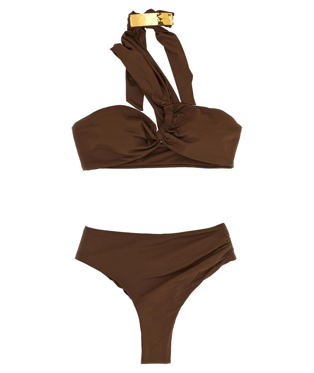 ELISABETTA FRANCHI Коричневый полиамидовый купальник, фото 1