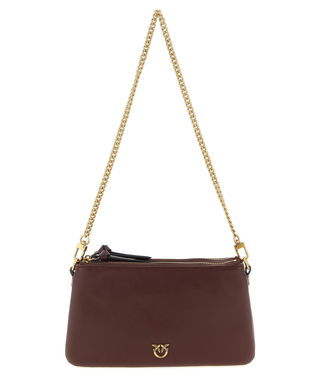 PINKO Бордовая кожаная сумка через плечо, фото 1