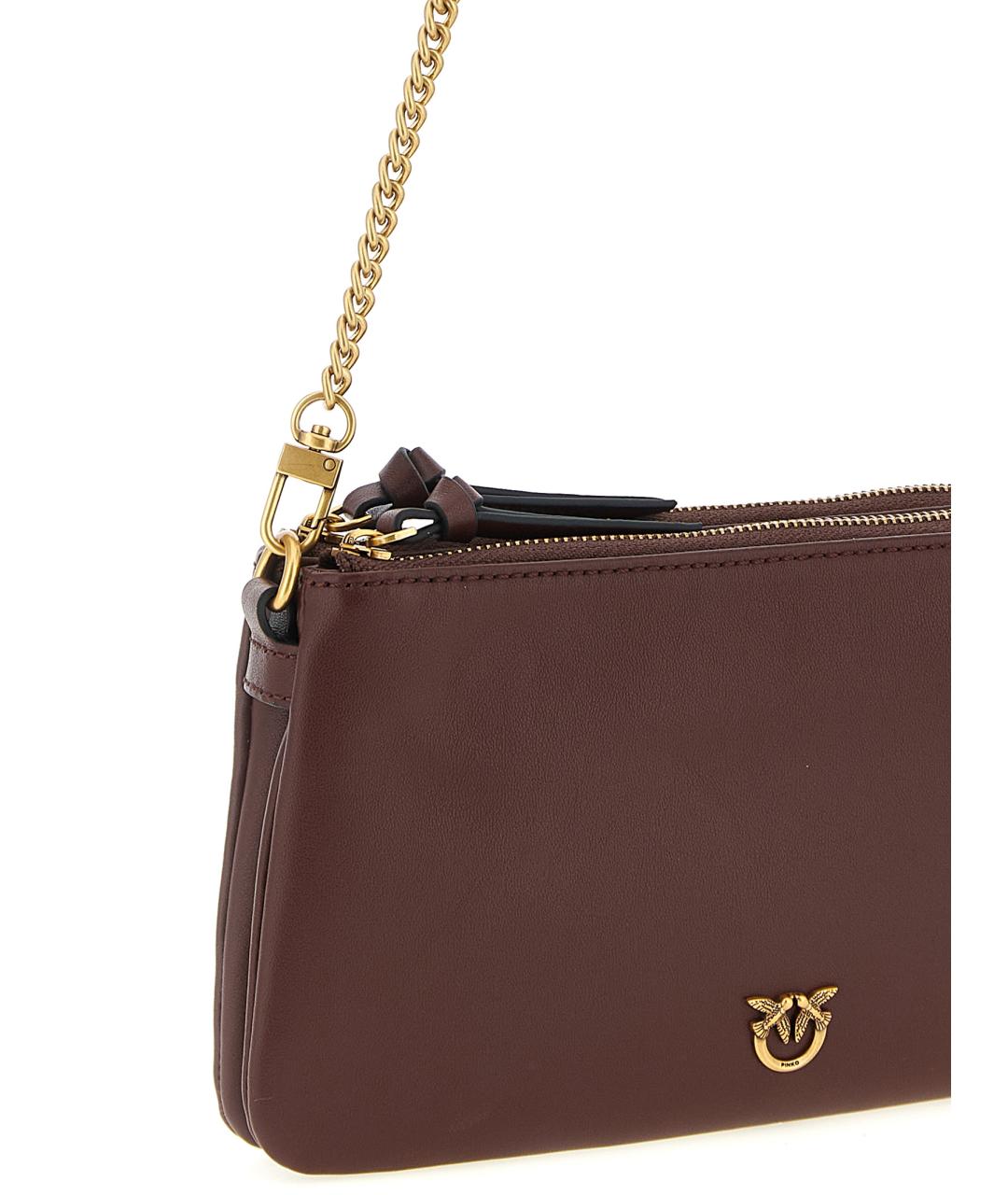 PINKO Бордовая кожаная сумка через плечо, фото 3