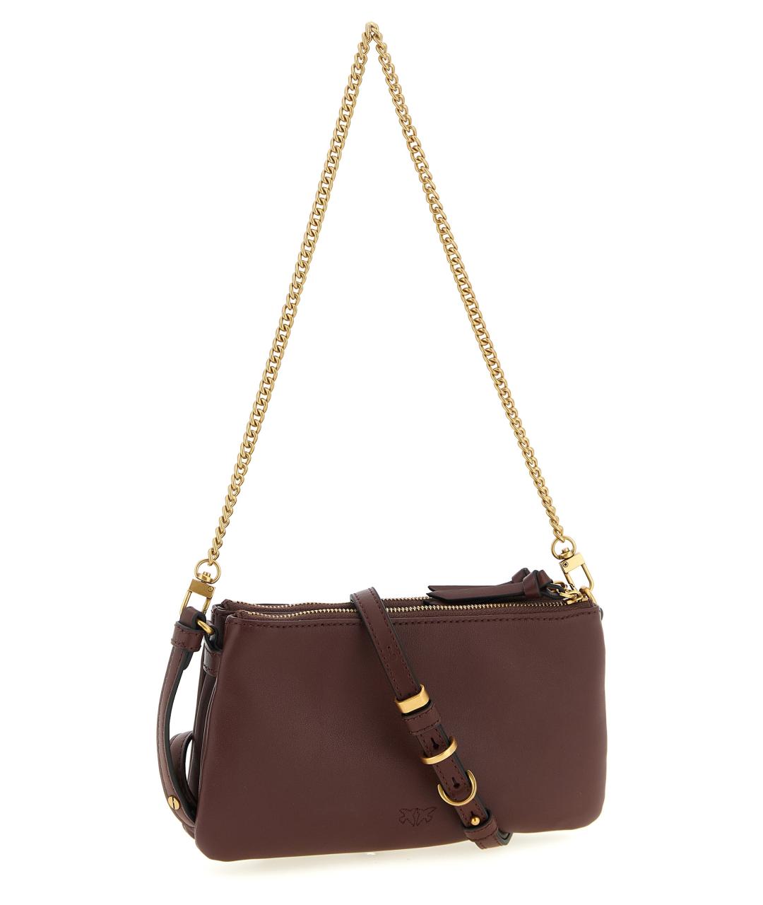 PINKO Бордовая кожаная сумка через плечо, фото 2