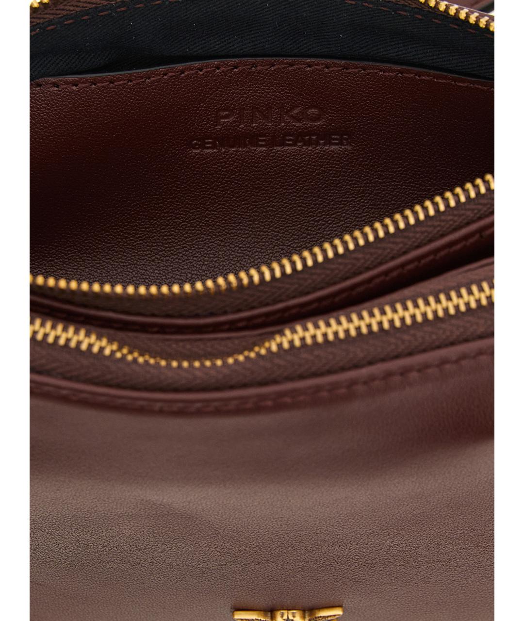 PINKO Бордовая кожаная сумка через плечо, фото 4