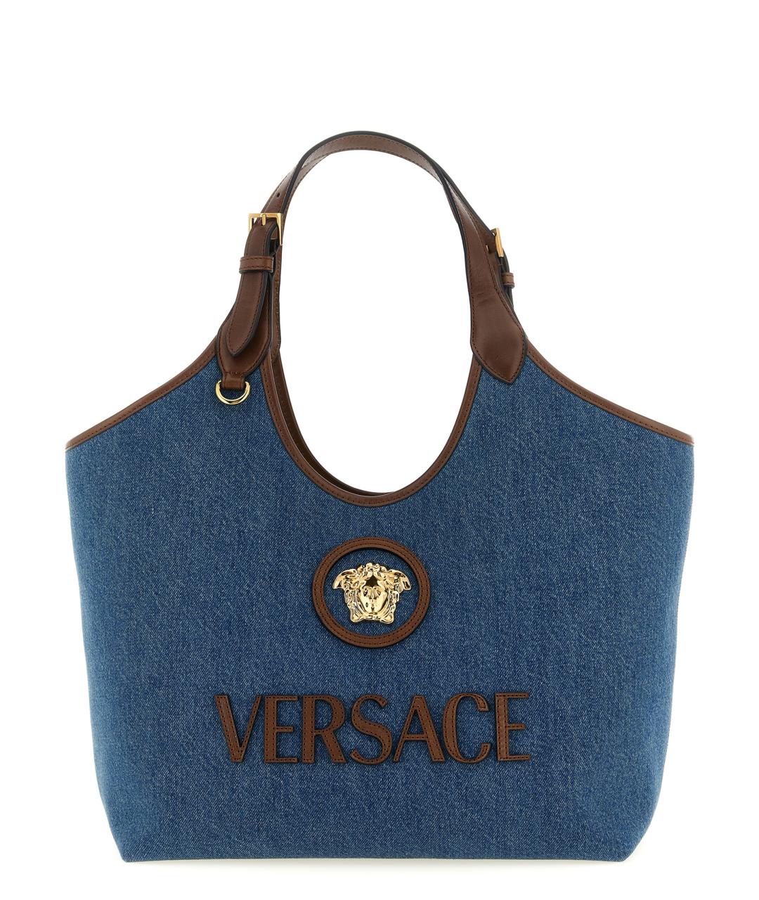 VERSACE Синяя хлопковая сумка тоут, фото 1