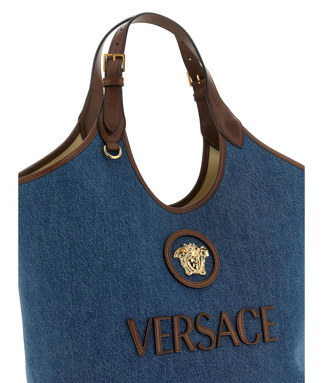 VERSACE Синяя хлопковая сумка тоут, фото 3