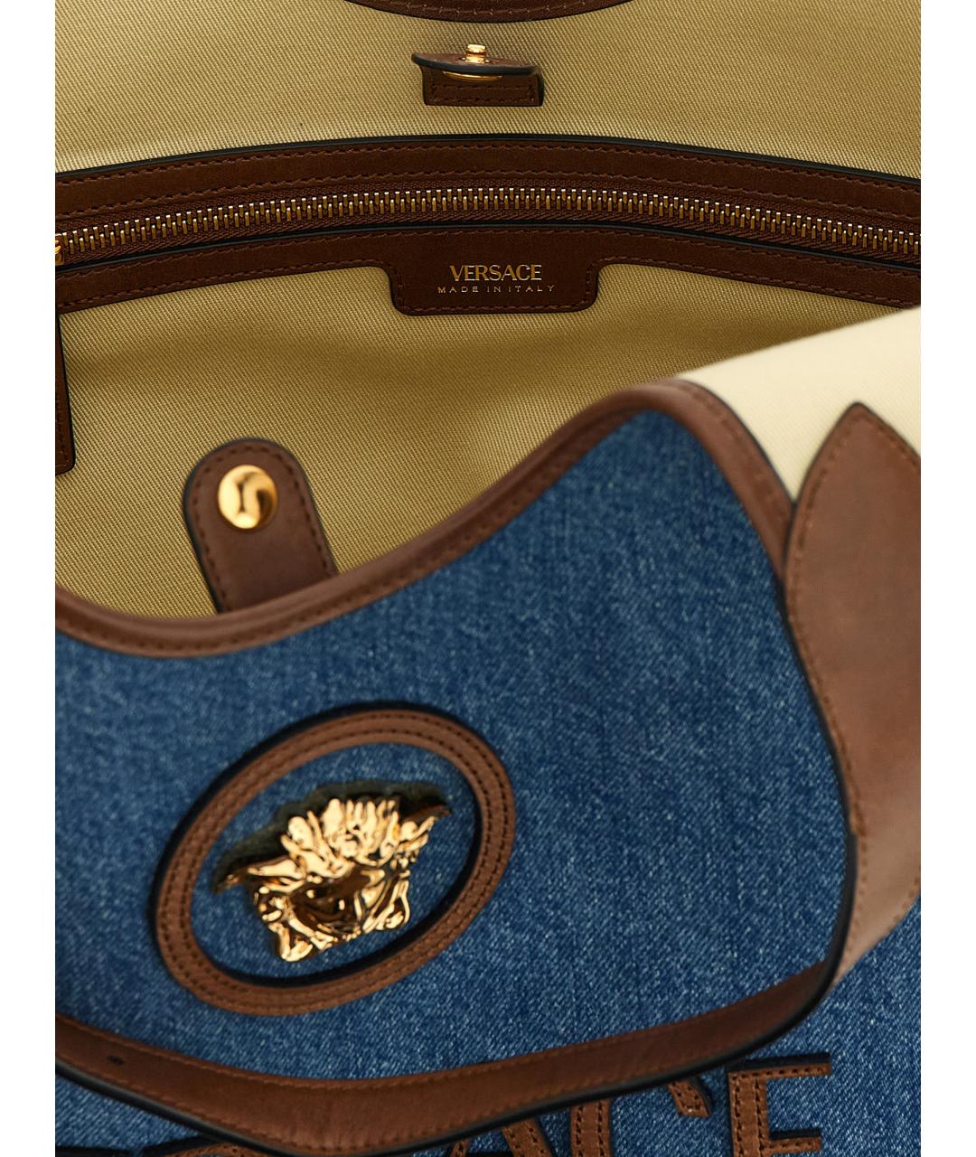 VERSACE Синяя хлопковая сумка тоут, фото 4