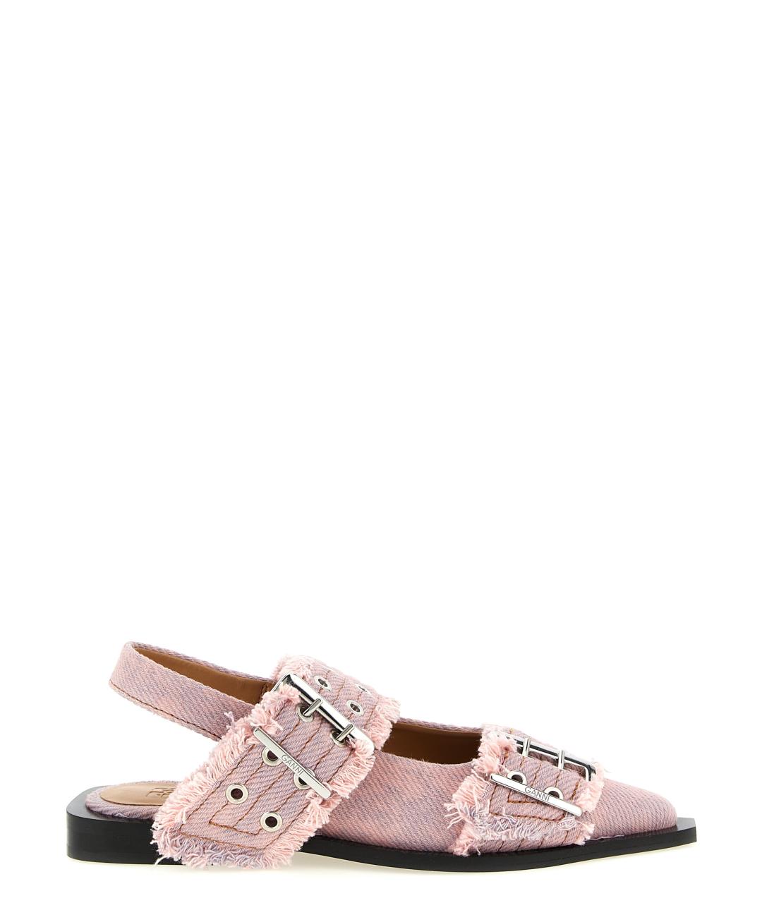 GANNI Розовые текстильные туфли, фото 1