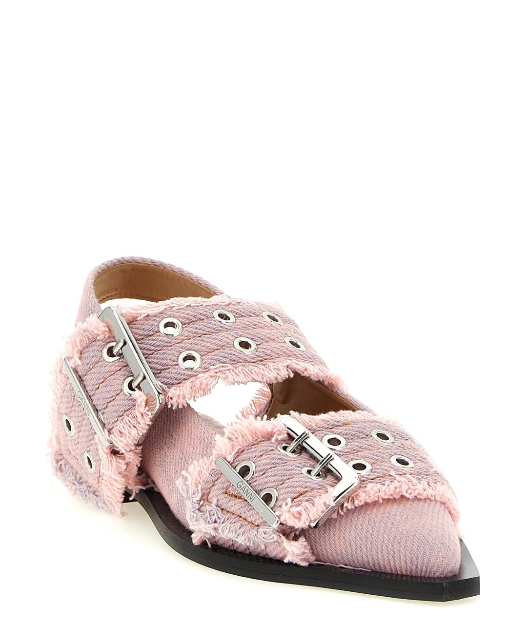 GANNI Розовые текстильные туфли, фото 2