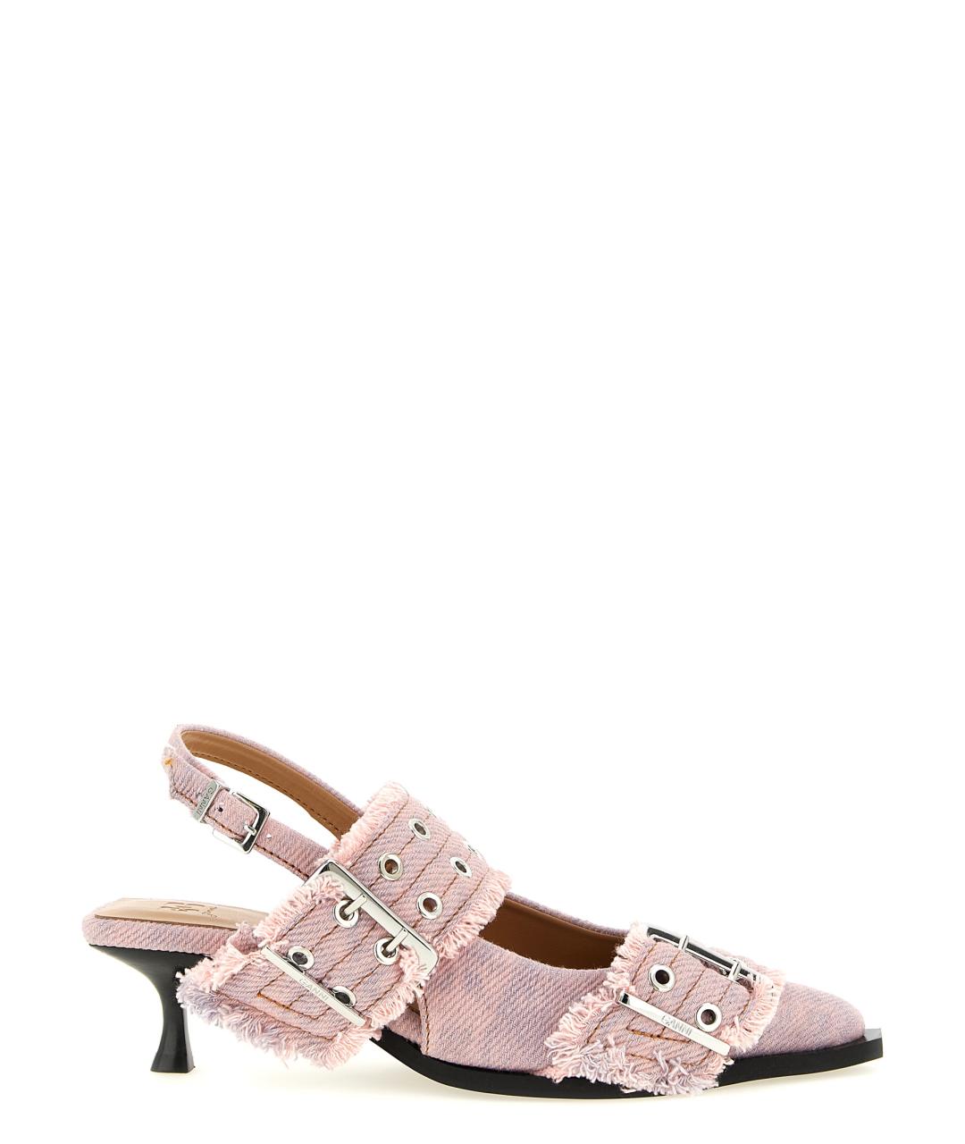 GANNI Розовые текстильные туфли, фото 1