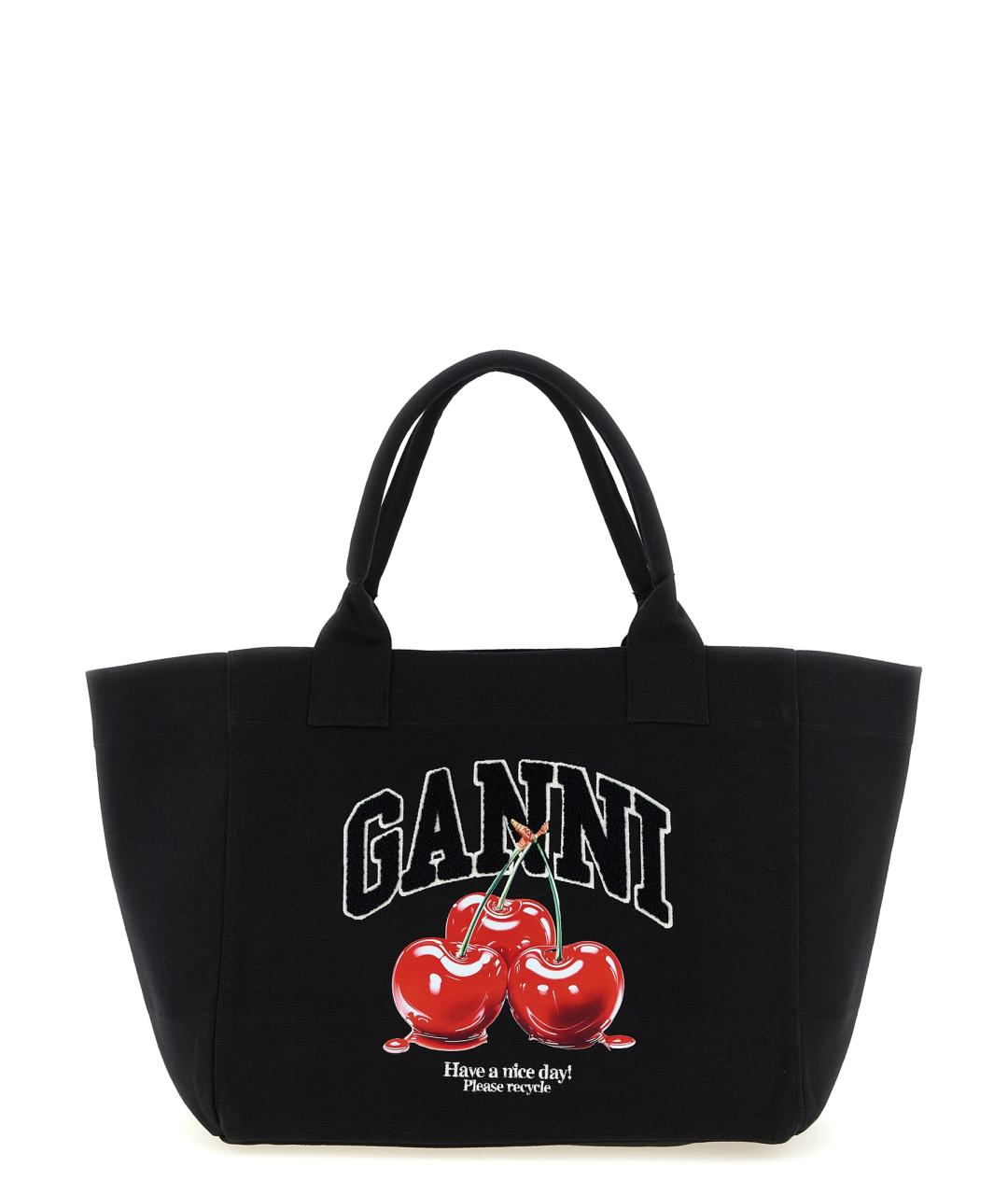 GANNI Черная хлопковая сумка тоут, фото 1