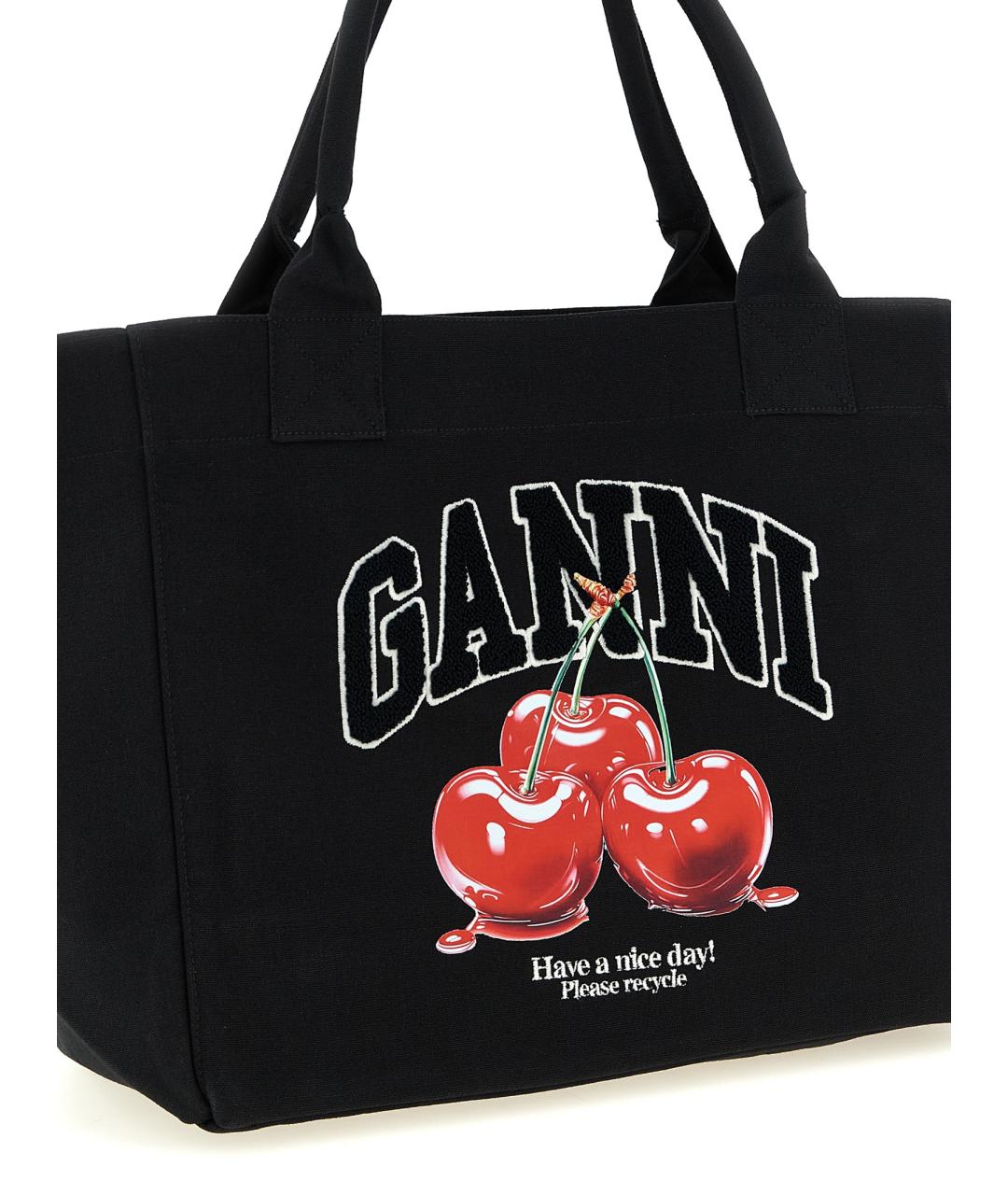 GANNI Черная хлопковая сумка тоут, фото 3