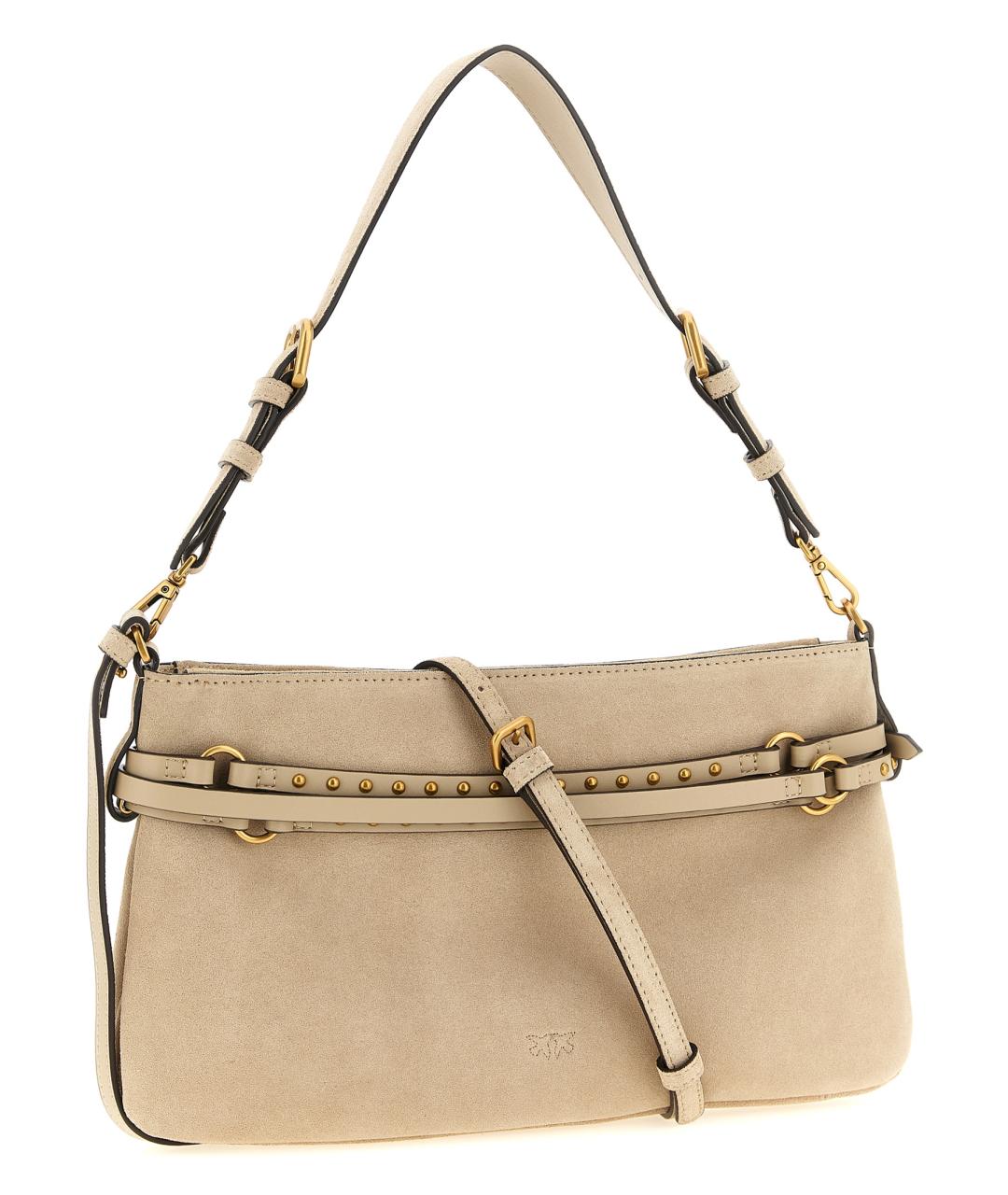 PINKO Бежевая замшевая сумка через плечо, фото 2