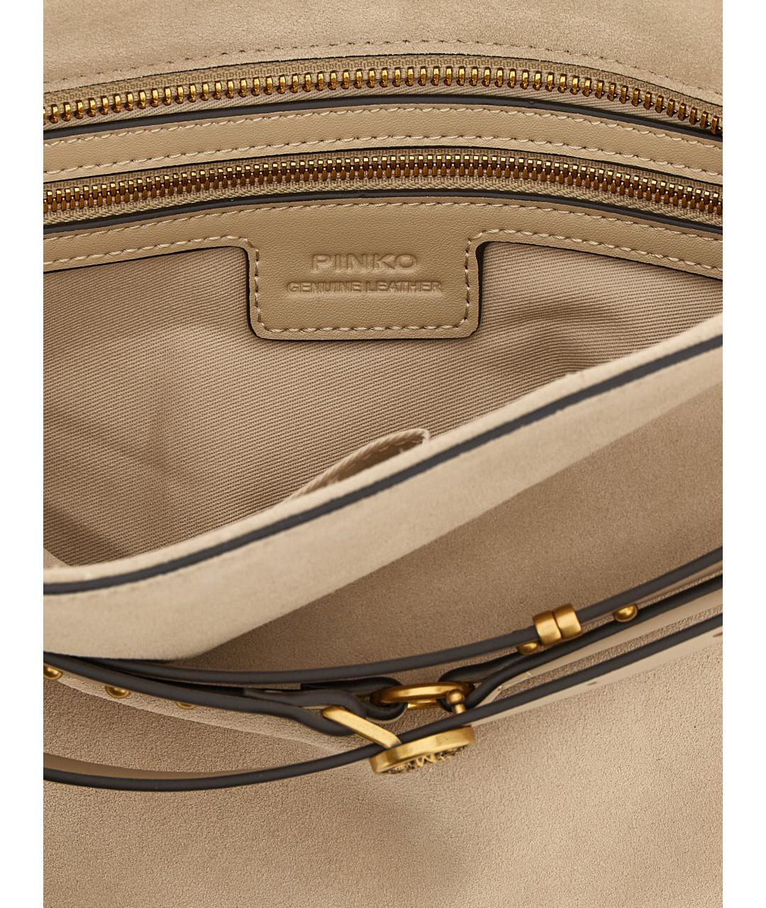 PINKO Бежевая замшевая сумка через плечо, фото 4