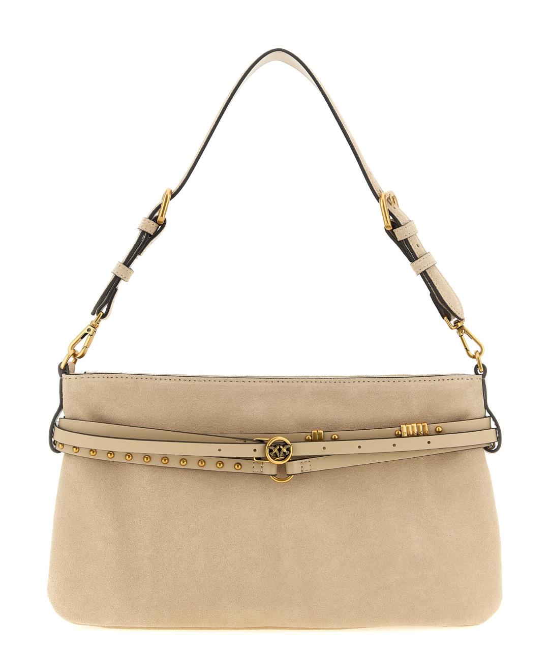 PINKO Бежевая замшевая сумка через плечо, фото 1