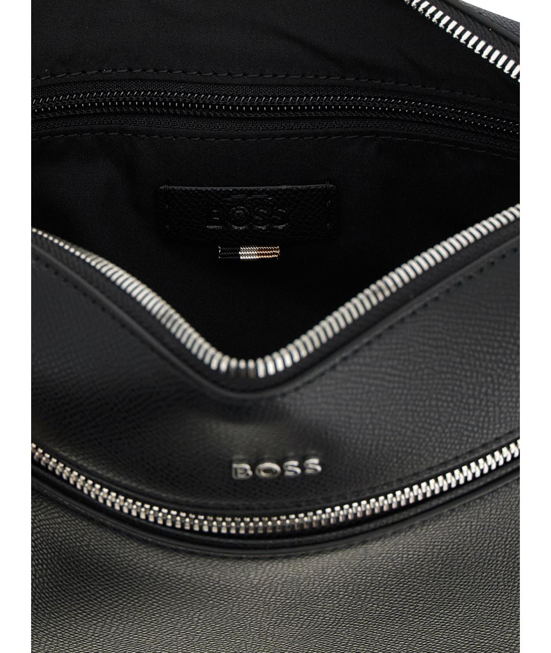 HUGO BOSS Черная кожаная сумка на плечо, фото 4