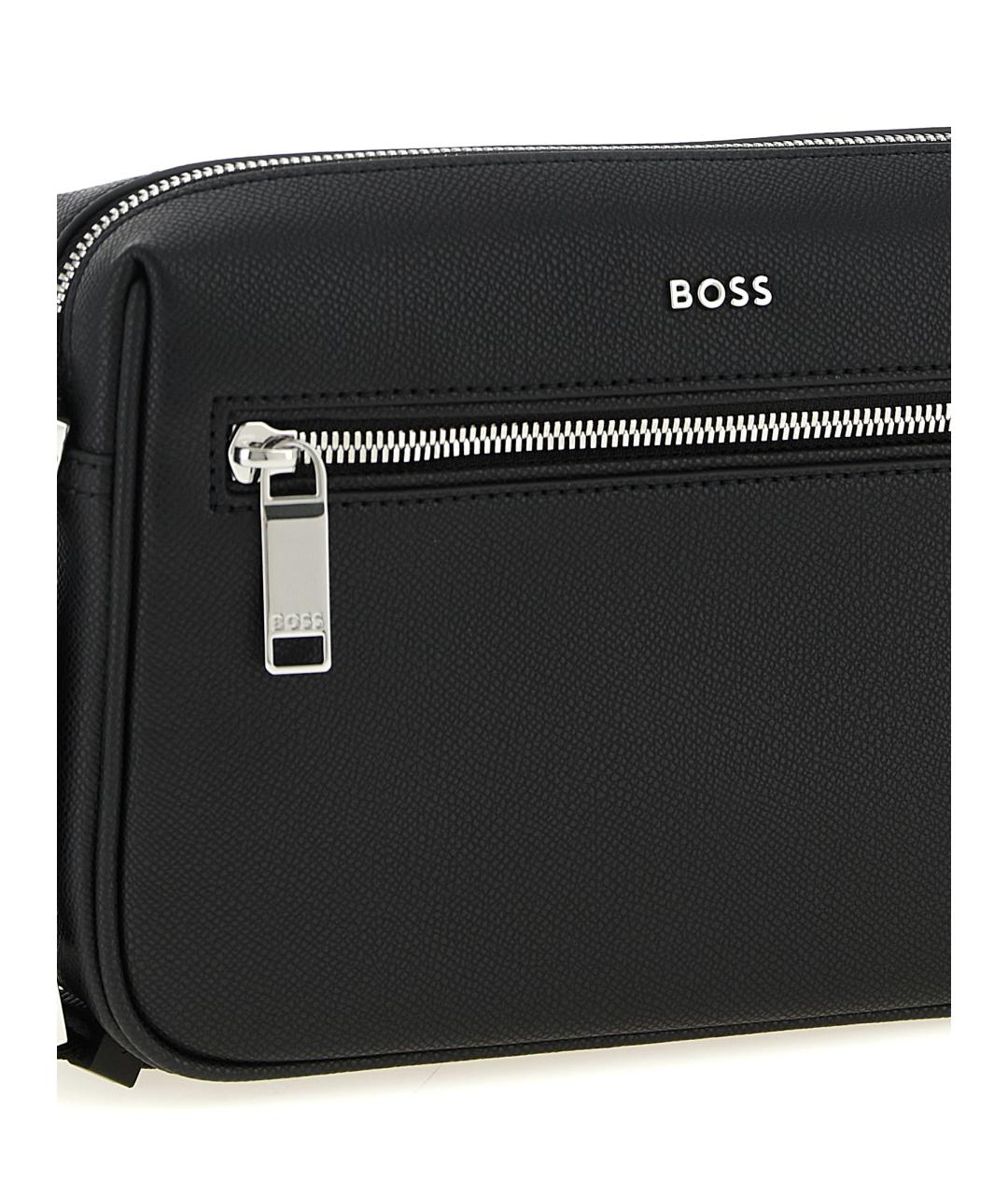 HUGO BOSS Черная кожаная сумка на плечо, фото 3