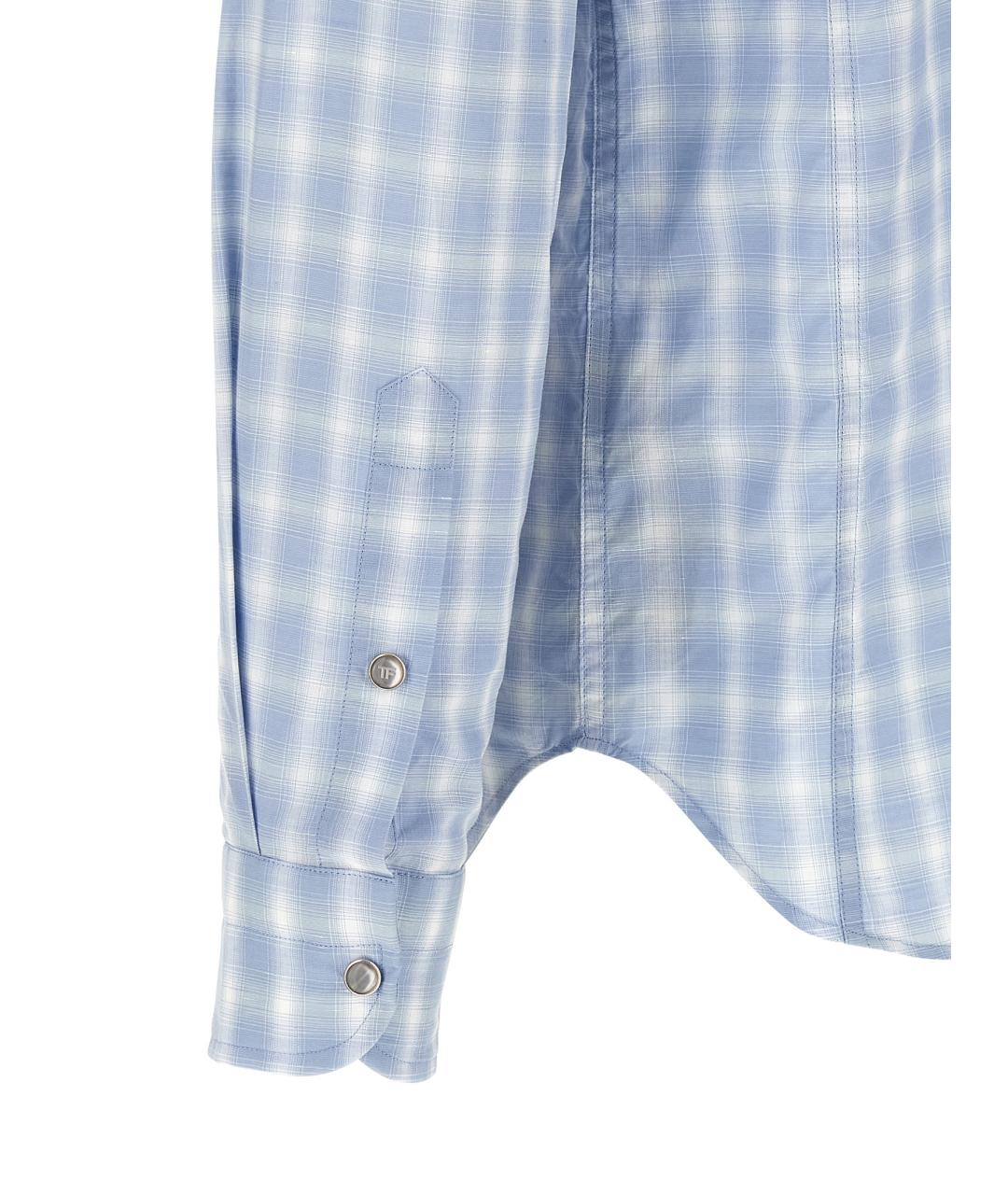 TOM FORD Голубая хлопковая кэжуал рубашка, фото 4