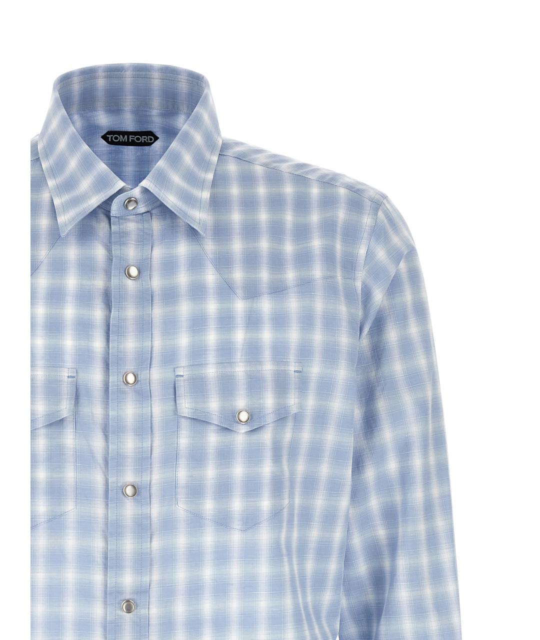 TOM FORD Голубая хлопковая кэжуал рубашка, фото 3