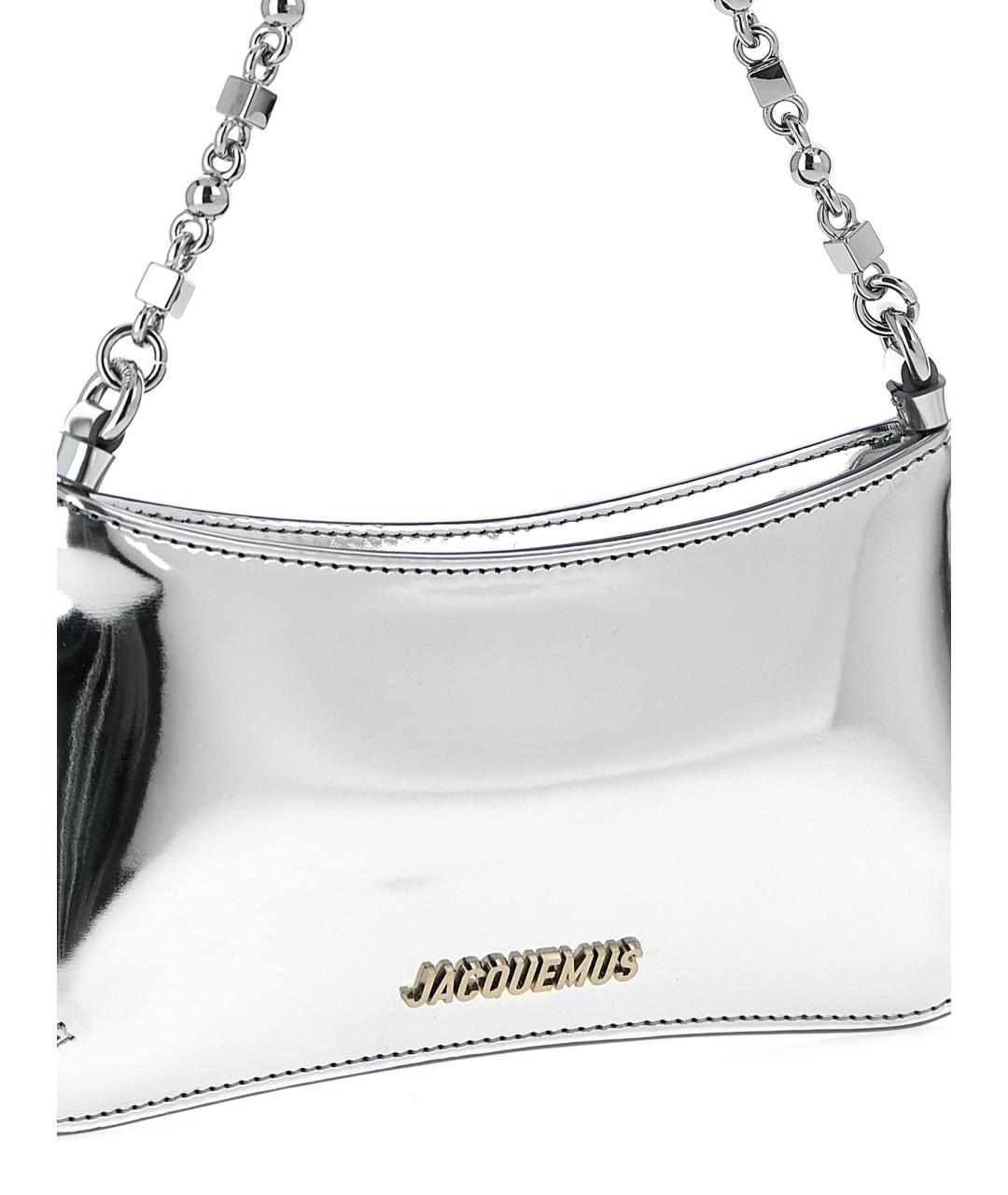 JACQUEMUS Серебряная сумка через плечо из искусственной кожи, фото 3