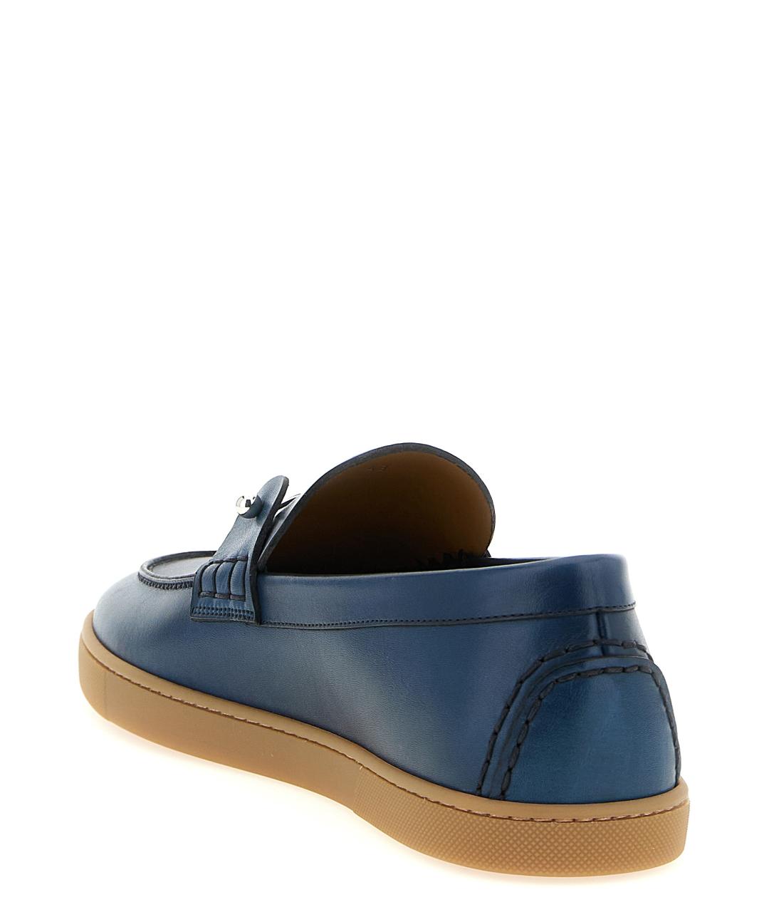 CHRISTIAN LOUBOUTIN Синие кожаные лоферы, фото 3