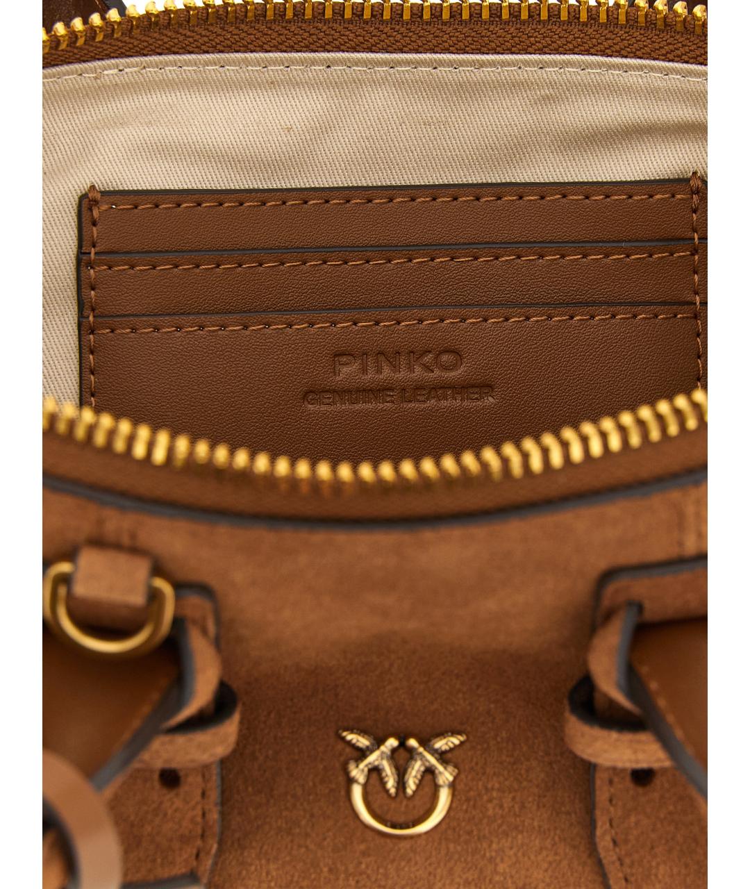 PINKO Коричневая кожаная сумка через плечо, фото 4