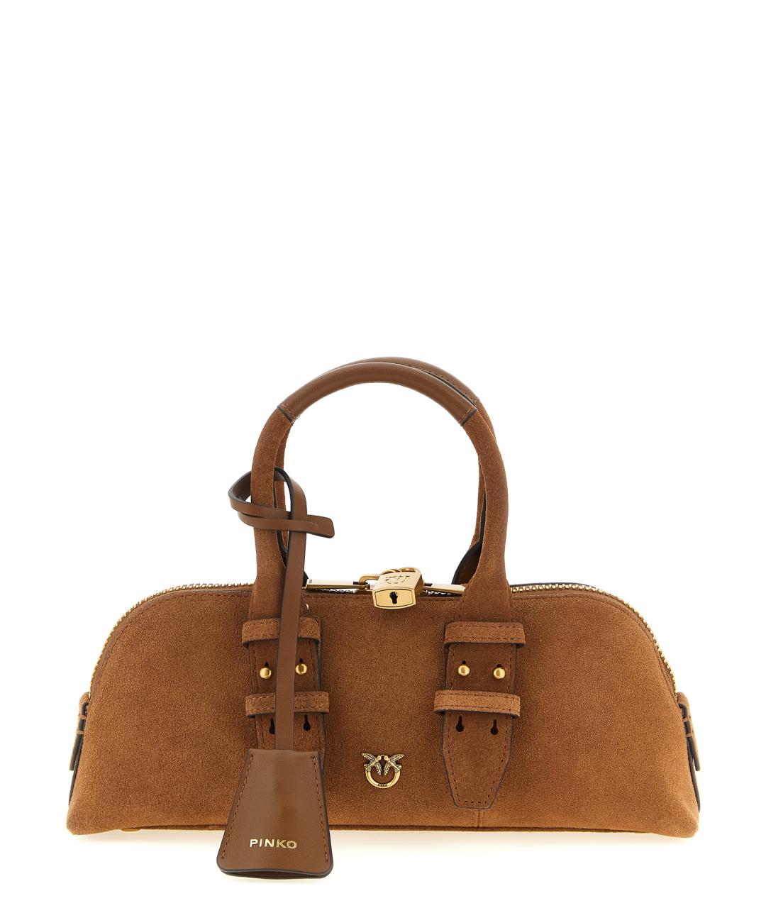 PINKO Коричневая кожаная сумка через плечо, фото 1