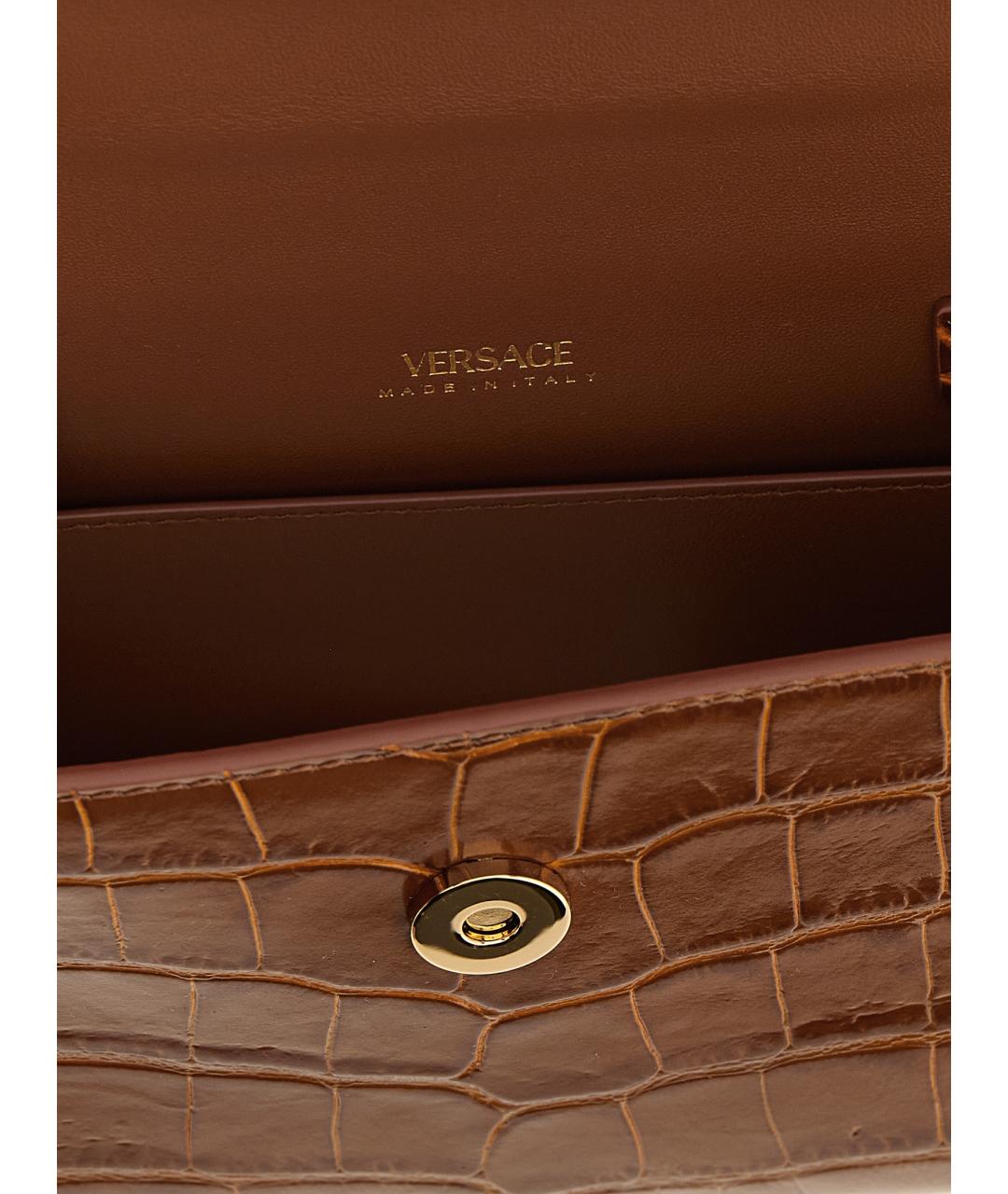 VERSACE Коричневая кожаная сумка тоут, фото 4