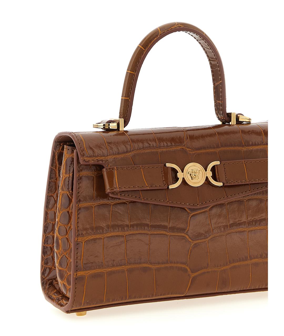 VERSACE Коричневая кожаная сумка тоут, фото 3