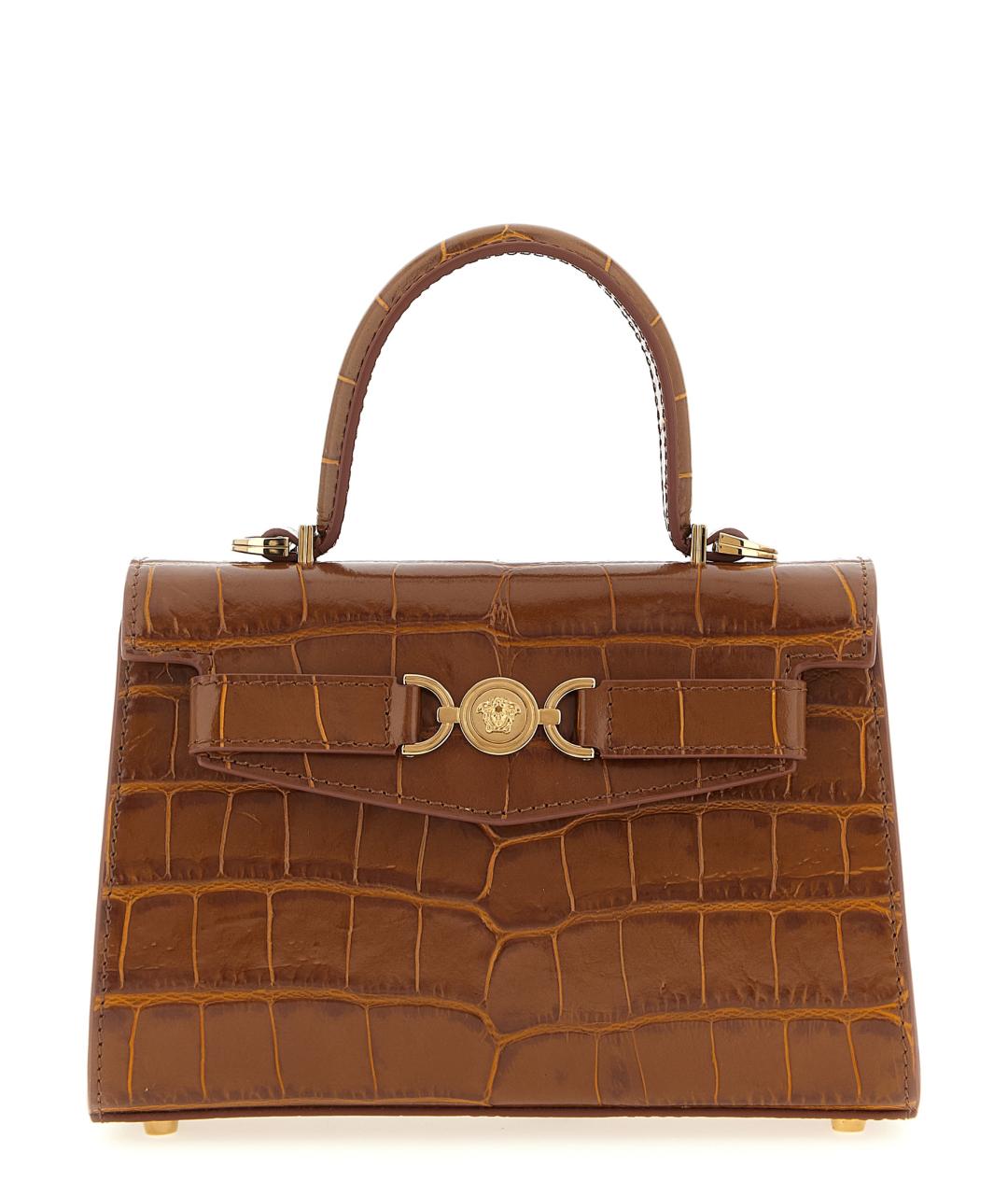 VERSACE Коричневая кожаная сумка тоут, фото 1