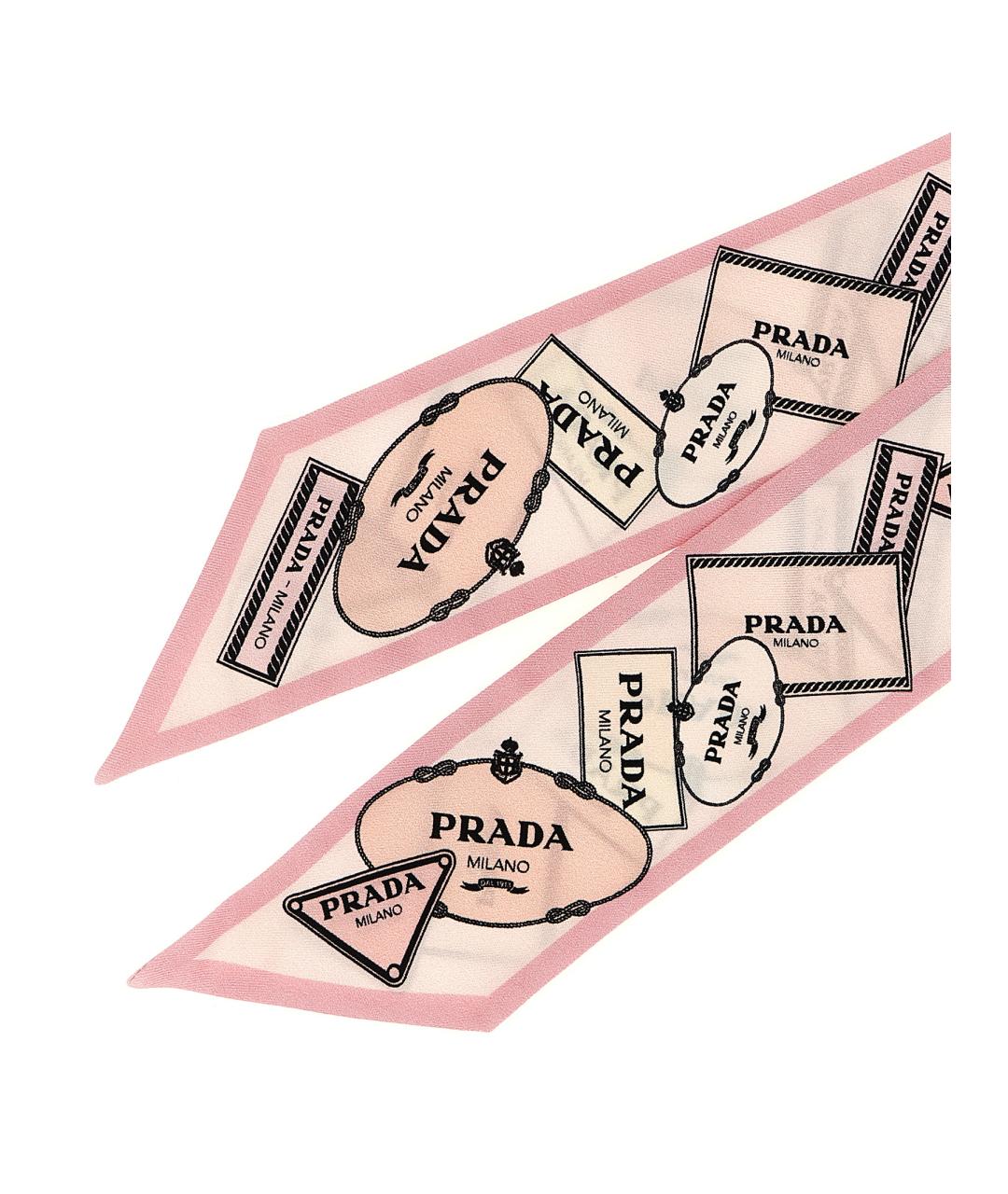 PRADA Розовый шелковый шарф, фото 3