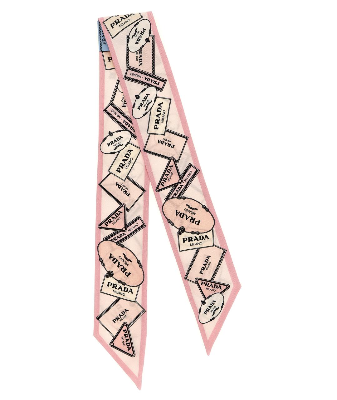 PRADA Розовый шелковый шарф, фото 1