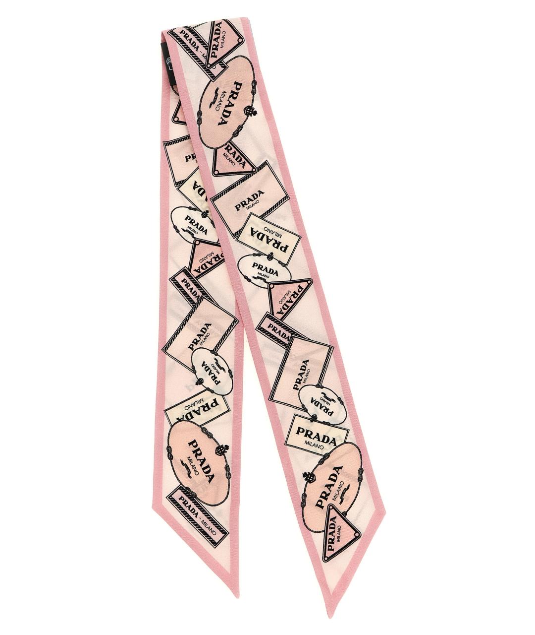 PRADA Розовый шелковый шарф, фото 2
