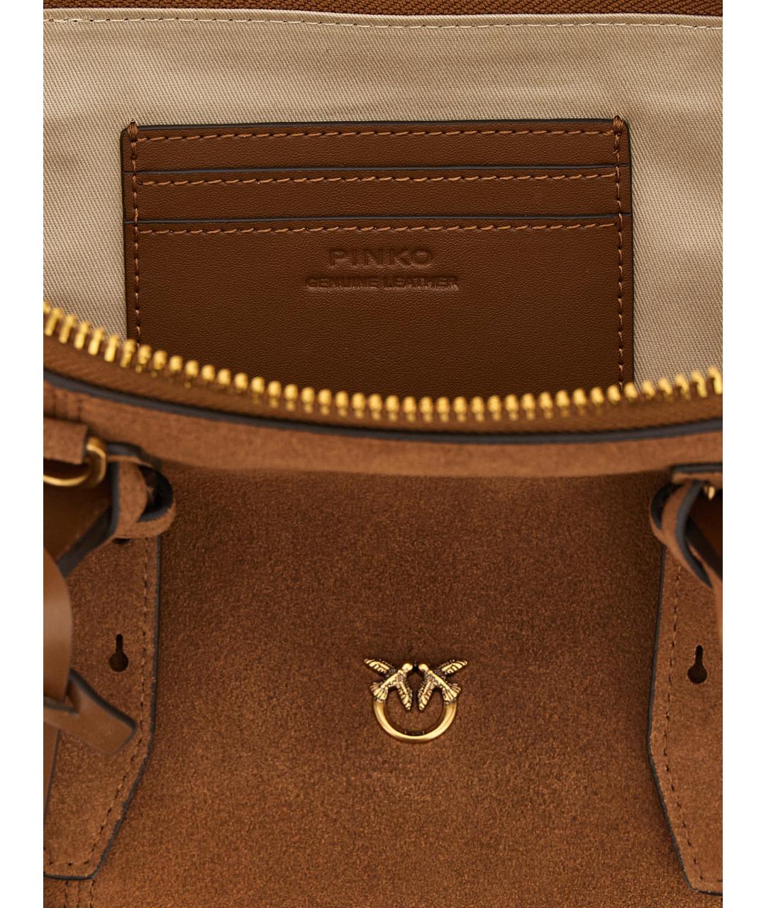 PINKO Коричневая кожаная сумка через плечо, фото 4