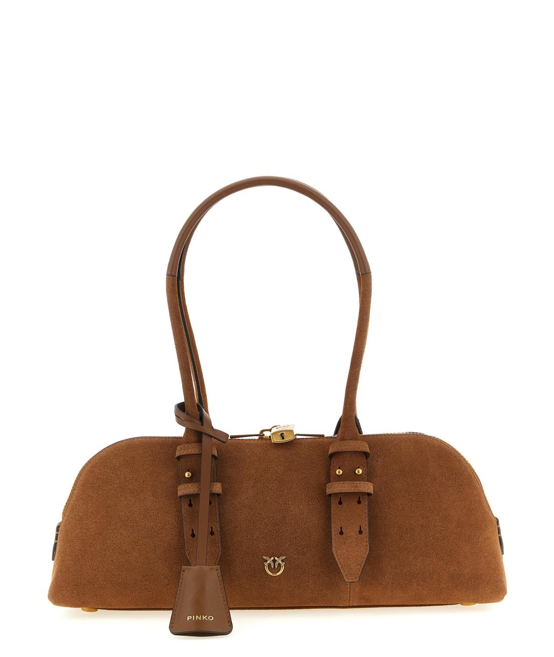 PINKO Коричневая кожаная сумка через плечо, фото 1