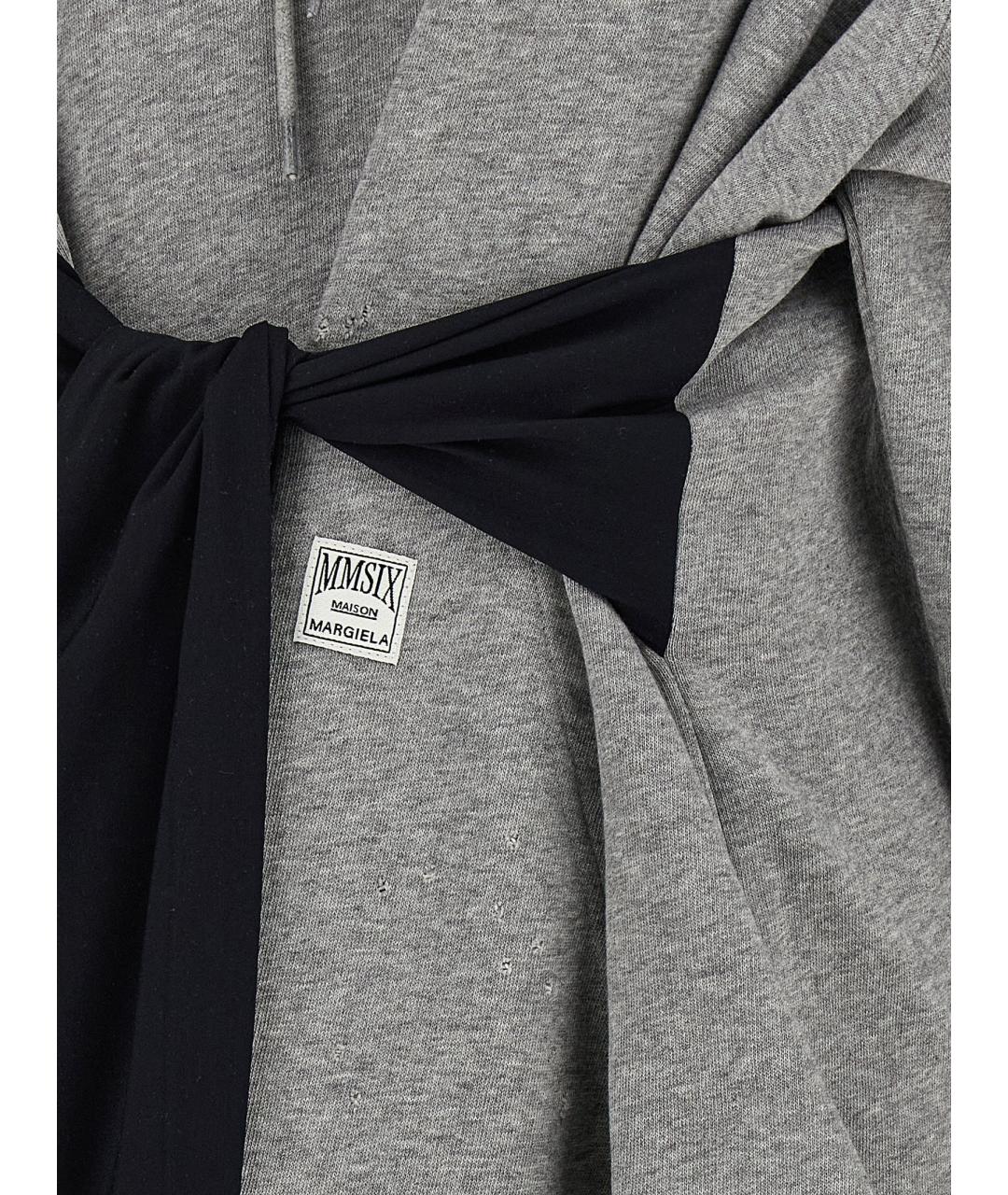 MM6 MAISON MARGIELA Серое хлопковое платье, фото 5