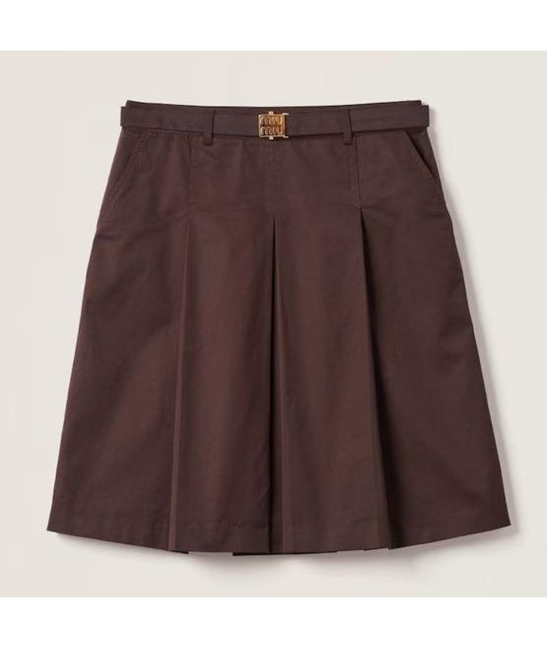 MIU MIU Коричневая хлопковая юбка миди, фото 9