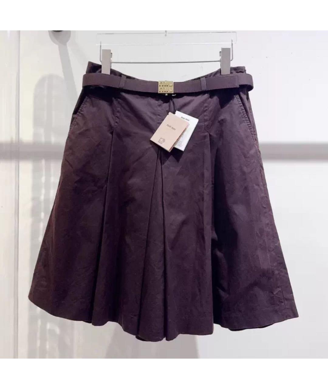 MIU MIU Коричневая хлопковая юбка миди, фото 3