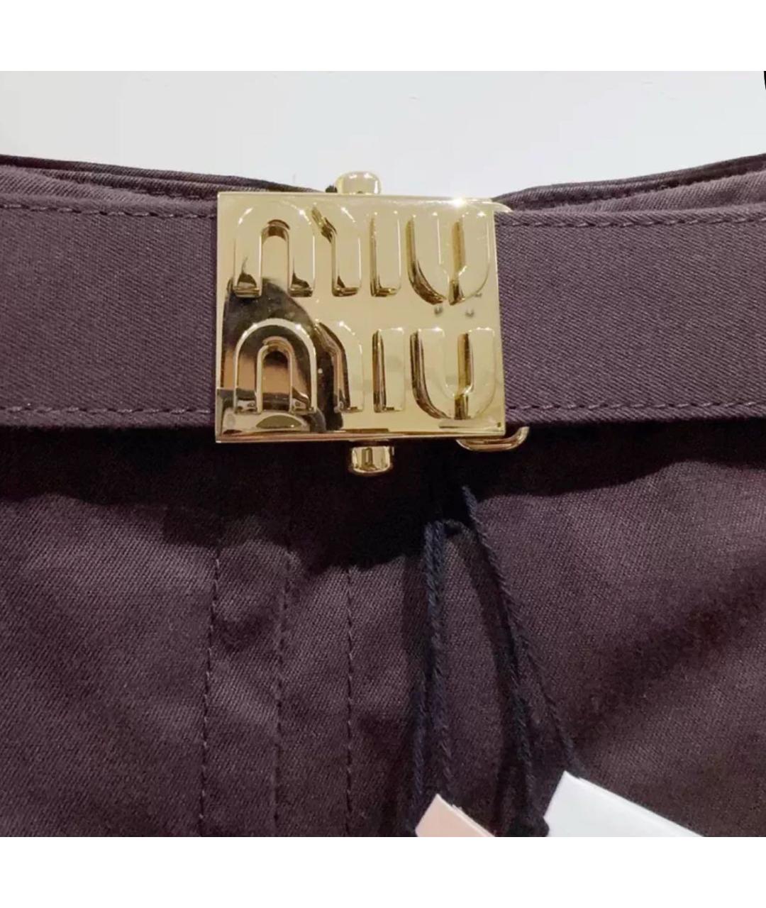 MIU MIU Коричневая хлопковая юбка миди, фото 6