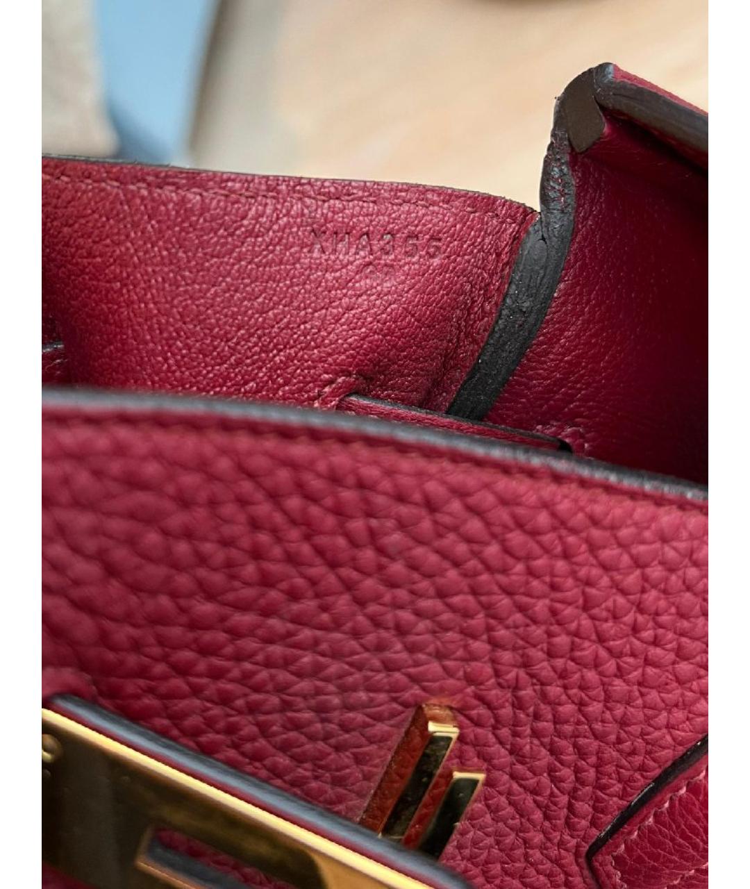 HERMES Бордовая кожаная сумка с короткими ручками, фото 6